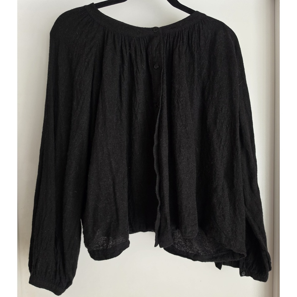 Jenni Kayne Blouse Women XXL Black Solid Long Sleeve Round Neck Top Shirt